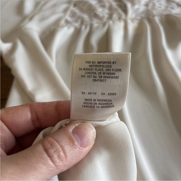 Anthropologie Maeve Lace Trace Tee Blouse Women's 10 Ivory Flutter Sleeve Top - Picture 15 of 15